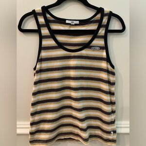 Vans Striped Tank Top XS Off The Wall Skateboard Black Yellow Red